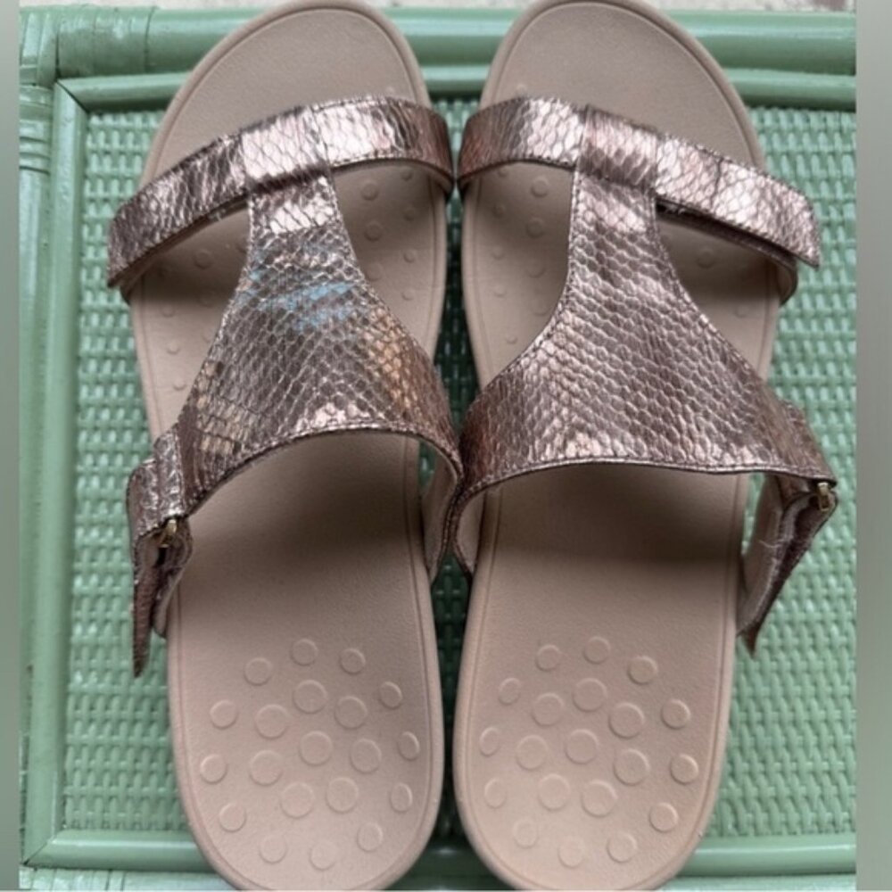 Vionic Ellie Women's Shoes 10 Bronze/Tan Wedge Slide Sandals TVW5489